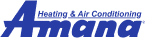 Amana logo displayed in blue, featuring a stylized font and a simple, modern design.