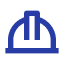 Hard hat icon in blue, symbolizing safety and protection in construction and industrial environments.