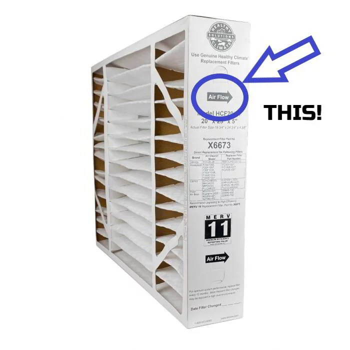 air flow direction shown on air filter