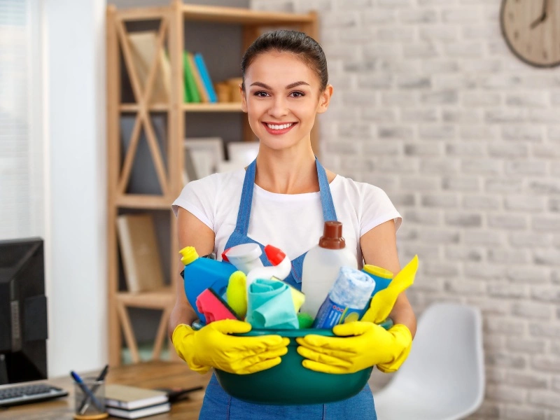 homeowner preparing to clean