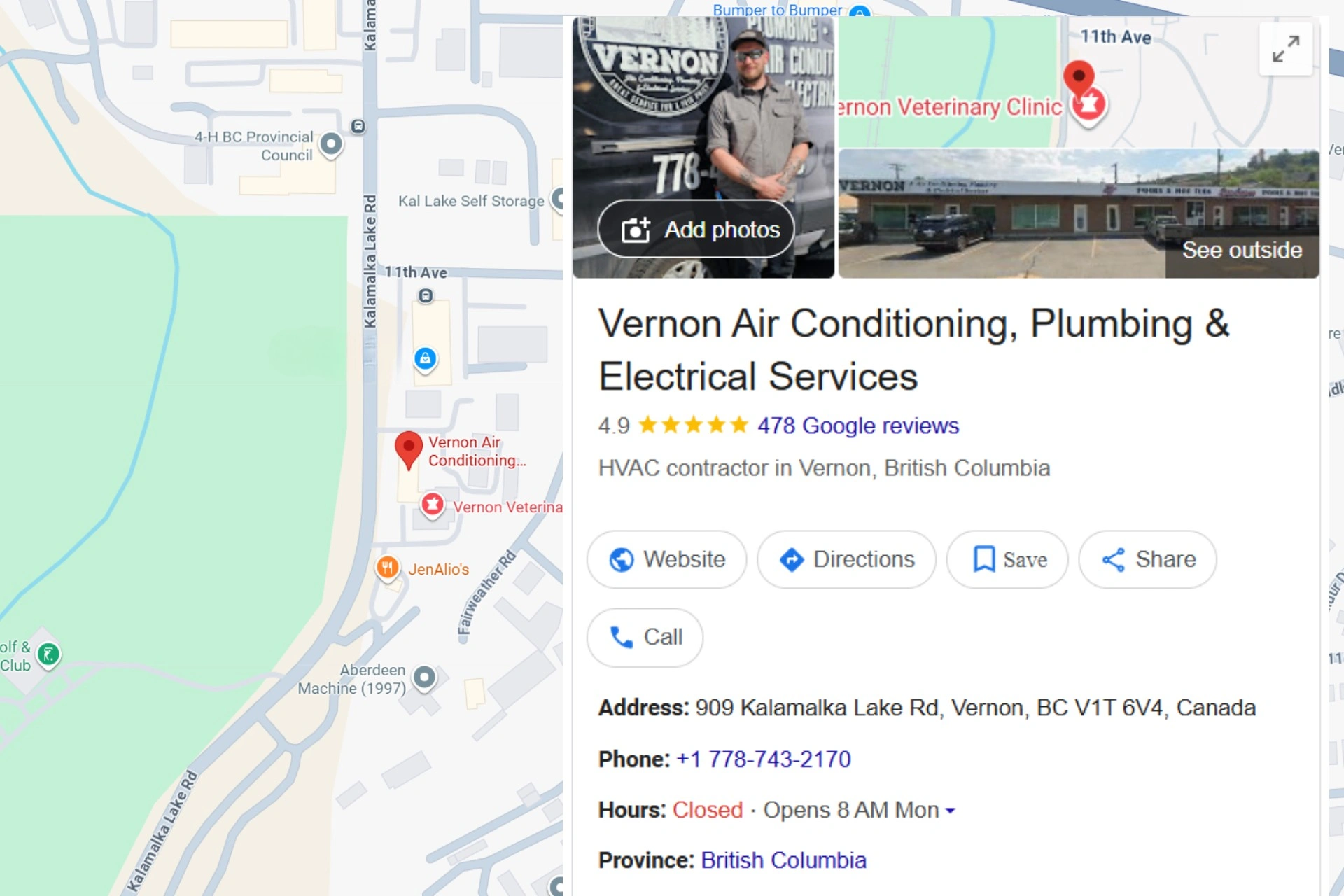 Vernon AC Map Pack View with 5 Star Service