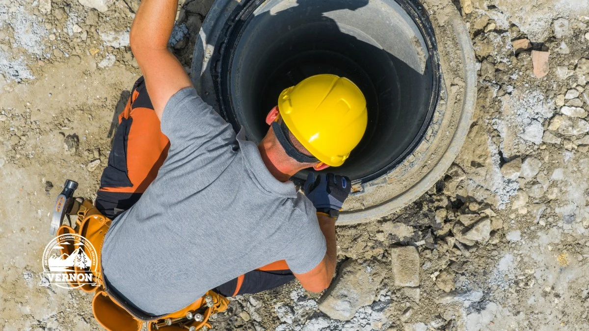 plumber reviewing a sewer backup in a city main